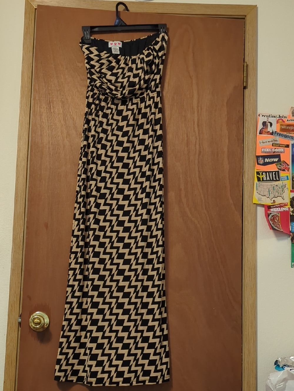 Trixxi Black and Cream Strapless Maxi Dress